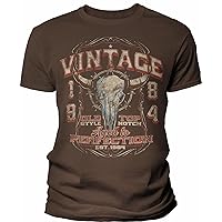 40th Birthday Gift Shirt for Men - Vintage 1984 Aged to Perfection - Bull Skull - 40th Birthday Gift