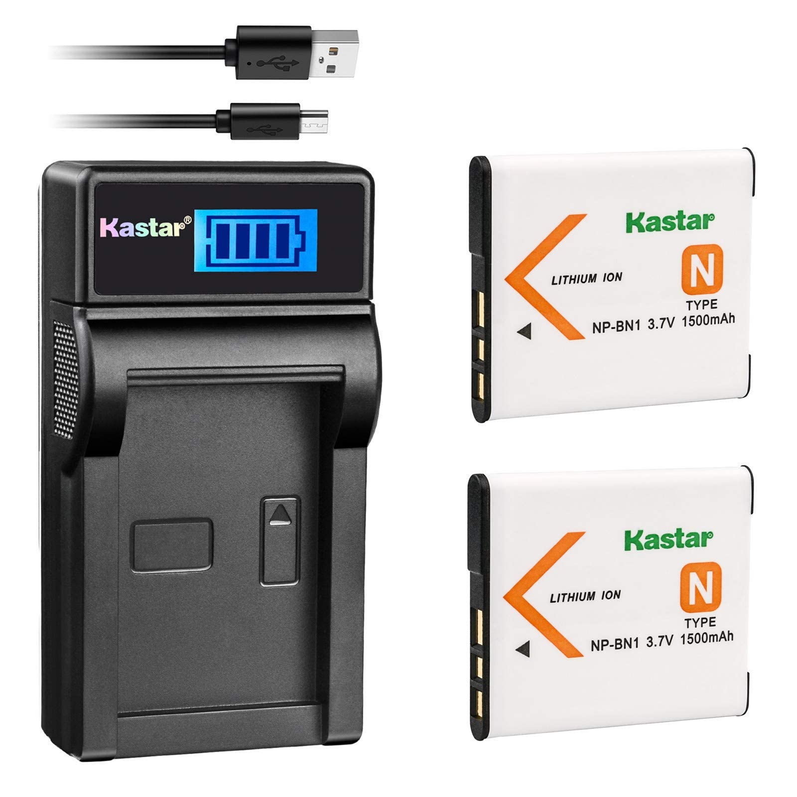 Mua Kastar Battery (X2) & LCD Slim USB Charger for Sony NP-BN1 NPBN1 BC-CSN  and Cyber-Shot DSC-QX10 QX30 QX100 DSC-TF1 DSC-TX10 TX20 TX30 DSC-W530 DSC-W570  DSC-W650 DSC-W800 DSC-W830 Digital Camera +More trên