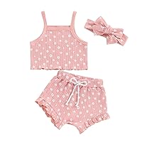 Infant Baby Girl Clothes Sleeveless Ribbed Floral Print Tank Tops Ruffle Bloomer Shorts Newborn Summer Outfits Set