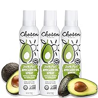 Chosen Foods 100% Pure Avocado Oil Spray, Keto and Paleo Diet Friendly, Kosher Cooking Spray for Baking, High-Heat Cooking and Frying (6 oz, 3 Pack)