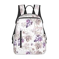 BREAUX Beautiful Grape Leaves Print Large-Capacity Backpack, Simple And Lightweight Casual Backpack, Travel Backpacks