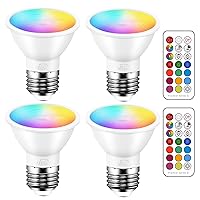 ILC Par16 LED Light Bulbs 40 Watt Equivalent Color Changing E26 Screw 45°, 12 Colors Dimmable Warm White 2700K RGB LED Spot Light Bulb with 5W Remote Control,(Pack of 4)