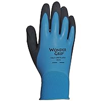 Wonder Grip WG318S Liquid-Proof Double-Coated/Dipped Natural Latex Rubber Work Gloves 13-Gauge Seamless Nylon, Small (Pack of 1)