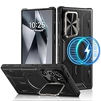 Caka for S24 Ultra Case, Samsung 24 Ultra Case [Upgraded Camera Cover][2 in 1 Camera Kickstand][Wireless Charging], Heavy Duty Shockproof Magnetic Case for Samsung Galaxy 24 Ultra 6.8