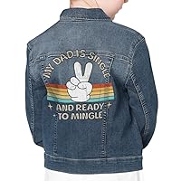 My Dad Is Single Kids' Denim Jacket - Rainbow Jean Jacket - Colorful Denim Jacket for Kids