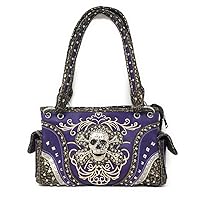 Texas West Women's Embroidered Metal Skull Purse Handbag and Wallet set in 7 colors