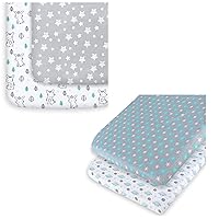 Mini Crib Sheets, 2 Pack Pack and Play Sheets, Stretchy Pack n Play Playard Fitted Sheet, Compatible with Graco Pack n Play, Soft and Breathable Material