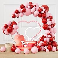 RUBFAC Valentine's Day 129pcs Pink Balloons and Ruby Red Pastel Pink Balloons Different Sizes 18 12 10 5 Inch Red Balloons for Birthday Wedding Anniversary Baby Shower Garland Arch Party Decoration