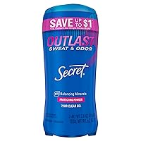 Secret Outlast Clear Gel Antiperspirant Deodorant for Women, Protecting Powder Twin of 2.6 oz