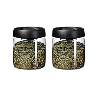 Tea Storage Chests Clear Glass Tea Storage Containers Coffee Containers with Vacuuming Sealed Lid, Kitchen Glass Jar Serving Food Storage Canister for Tea Leaves, Powder, Spice, 2-piece Set Tea Canist