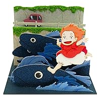 Sankei MP07-39 Studio Ghibli Mini Ponyo on a Cliff, Ponyo Running on Waterfish, Non-Scale, Papercraft