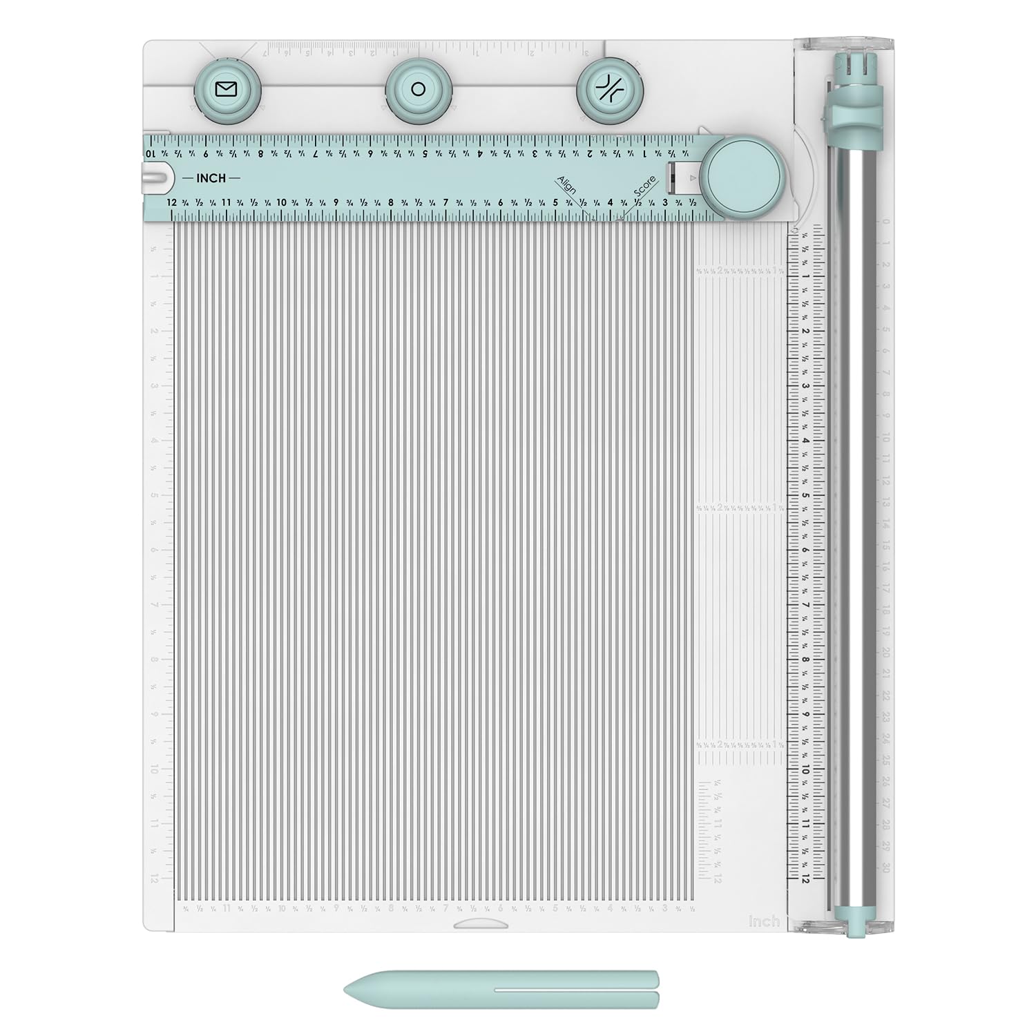 Sizzix Scoring Board & Trimmer (30cm x 30cm) | Tool for Creating Envelopes, 3-D Boxes, Trimming & Measuring | 665797, One Size, Mint/White