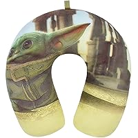 Star Wars The Mandalorian Grogu Travel Neck Pillow for Airplane, Car and Office Comfortable and Breathable, Multi