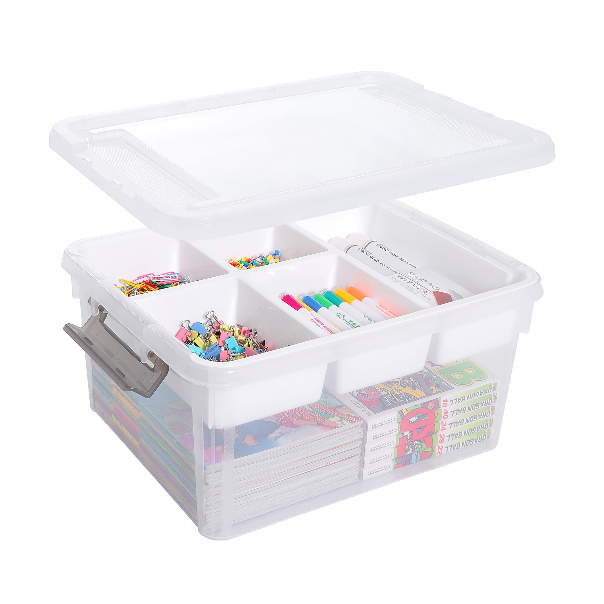 Citylife 17 QT Plastic Storage Box with Removable Tray Craft Organizers and Storage Clear Storage Container for Organizing Lego, Bead, Tool, Sewing, Playdoh