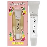MCoBeauty Fruity Beauty 2-In-1 Lip Treatment And High Shine Gloss - Nourish, Hydrate And Treat Lips - High-Shine Gloss Contains Healing Ingredients - Delicious Coconut Scent - Coconut - 0.5 Oz