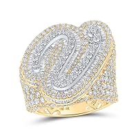 The Diamond Deal 10kt Two-tone Gold Mens Baguette Diamond V Initial Letter Ring 7 Cttw