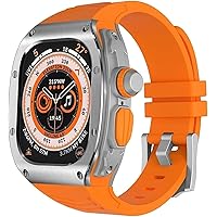 Steel Protective Watch Case Mod Kit，For Apple Watch Ultra 49MM，Premium Metal Bezel Case Cover Silicone Strap For IWatch Watch Accessories