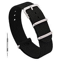 Benchmark Basics Nylon Watch Band - Waterproof Ballistic Nylon One-Piece Military Watch Straps for Men & Women - Choice of Color & Width - 18mm, 20mm, 22mm or 24mm