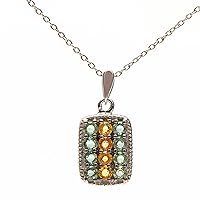 Hiflyer Jewels 925 Sterling Silver Yellow Sapphire Green Sapphire Gemstone Pendant | Hallmarked Jewellery | Handmade Gifts For Girls, Women