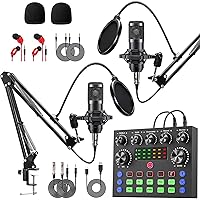 Podcast Equipment Bundle for 2, V8s Voice Changer with BM-800 Podcast Microphone Bundle - Studio Condenser Microphone Perfect for Podcasting, Recording, Singing, Streaming and Gaming