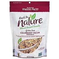 Back to Nature Granola Cereal - Gluten Free, Non-GMO, Plant Based Snacks made with Whole Grain Rolled Oats - Cranberry Pecan, 11 Ounce (Pack of 6)
