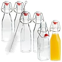 Juvale 6 Pack 8 oz Swing Top Glass Bottles with Stoppers with Airtight Caps and 1 Cleaning Brush, Flip Top Brewing Bottles for Homemade Kombucha, Vanilla Extract, Infused Oil, Vinegar, Tea