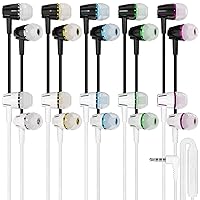 Maeline Bulk Wired Earbuds in Ear, Noise Isolating Headphones with Microphone, 3.5mm Jack Plug, Mic and Volume Control, Stereo Bass, Tangle-Free Cord for iPhone, Android, PC, Laptop - 10 Pack