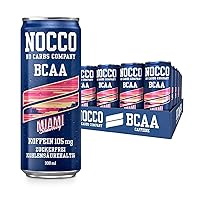 NOCCO BCAA Energy Drink Pack of 24 - Sugar-Free, Vegan Energy Drink with Caffeine, Vitamins and Amino Acids - Caribbean Pineapple, 24 x 330 ml Including Deposit (Miami)
