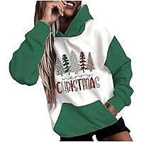 Anjikang Women's Christmas Hoodies Fashion Drawstring Pocket Pullover Tops Teen Girls Funny Cute Xmas Graphic Hood Sweatshirt