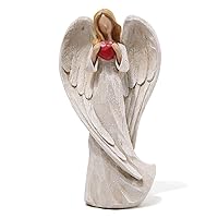 Hodao 8.9inch Resin Praying Angel Sculpture Figurine for Gifts Home Decoration Praying commemorating Angel Statue, exquisitely Carved and Hand-Painted Characters (with Hear)