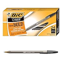 BIC Cristal Xtra Bold Ballpoint Pen, Bold Point (1.6mm) For Vivid And Dramatic Lines, Black Ballpoint Pens, 24-Count