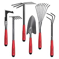 FLORA GUARD Garden Tools Set， 6 Pieces Heavy Duty, Large Size Gardening Hand Tools, Sturdy & Durable, Classic Utility Tools for Planting and Maintaining Gardens, Vegetable and Medicinal Gardens