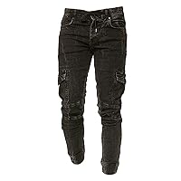 Andongnywell Men's Relaxed Fit Cargo Jeans Multi-Pockets Casual Cargo Denim Pants Carpenter Slim Jean