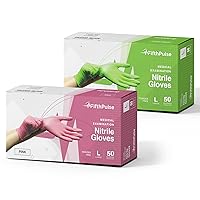 FifthPulse Green & Pink Nitrile Disposable Gloves - Large 50 Pack