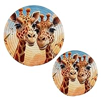 Giraffe (2) Trivets for Hot Dishes 2 Pcs,Hot Pad for Kitchen,Trivets for Hot Pots and Pans,Large Coasters Cotton Mat Cooking Potholder Set