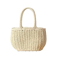 Gets Straw Bags for Women Hand-woven Small Hobo Bag Round Handle Ring Tote