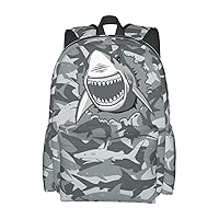 Shark Backpack Adjustable Strap Shoulder Bag Laptop Backpack Casual Daypack For Travel Work 16 Inches