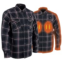 Nexgen Heat Men's NXM1602SET Riffraff Black/Grey/Red Heated Flannel Sleeve Shirt for Outdoor Activities w/Battery