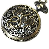 Dragon Pocket Watch Necklace Charm Pendant - Vintage Victorian Style - Steampunk Lace Retro Fly Dragon Pocketwatch Charms