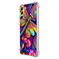 Galaxy S23 Case,Colorful Mandala Dragonfly Flowers Drop Protection Shockproof Case TPU Full Body Protective Scratch-Resistant Cover for Samsung Galaxy S23