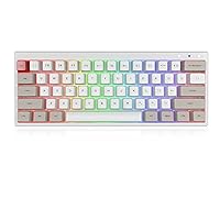 Ractous RTK61BP 60% Wireless Mechanical Gaming Keyboard,RGB Blacklit PBT Sublimation Keycaps 61keys Bluetooth5.1 Gaming Keyboard for PC/Mac Gamers,Hot-Swap Gateron Optical Yellow Switch-White