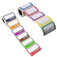 L LIKED 2 Rolls Colorful Plain Name tag Labels with Perforated Line for School Office Home (250 Star Labels and 300 