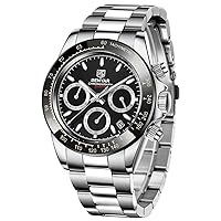 Men's Watch BENYAR Quartz Wrist Watch Analog Chronograph Business Waterproof and Scratch Resistant Stainless Steel Strap Leisure Sports Watches for Men（All Black）