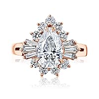 Kobelli Pear Moissanite (DEF/VS) and Diamond Ballerina Engagement Ring 14k Gold