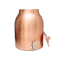 HandCrafted 100% Pure Copper Water Dispenser with Lid | 3.5 Gallon XL Capacity | Hand Hammered with Heavy Gauge RAW Copper Interior for Ayurvedic Health | Includes No-leak Stainless Steel Spigot