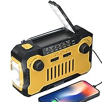 Megatek Emergency NOAA Weather AM/FM Radio with 5000mAh Battery USB-C Phone Charger, Hand-Crank/Solar Powered Survival Radio with Flashlight, Reading Light and Headphone Jack
