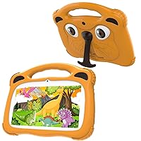 Kids Tablet, 7 inch Tablet, 32 + 128gb ROM Expansion, Android 12 Kids BT, GMS, WiFi, Parental Control Mode, Animal Appearance Shell Resistant, Education, Games.(Yellow)