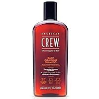 Shampoo for Men by American Crew, Daily Cleanser, Naturally Derived, Vegan Formula, Citrus Mint Fragrance, 15.2 Fl Oz
