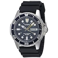 Casio Men's Solar Powered Stainless Steel Black Resin Band Day/Day Indicator 42mm Watch MTP-S110-1AVCF