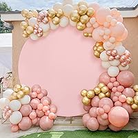 Light Peach Round Backdrop Cover 7.2x7.2ft Light Peach Circle Birthday Photo Photography Background for Party Baby Shower Wedding Decorations
